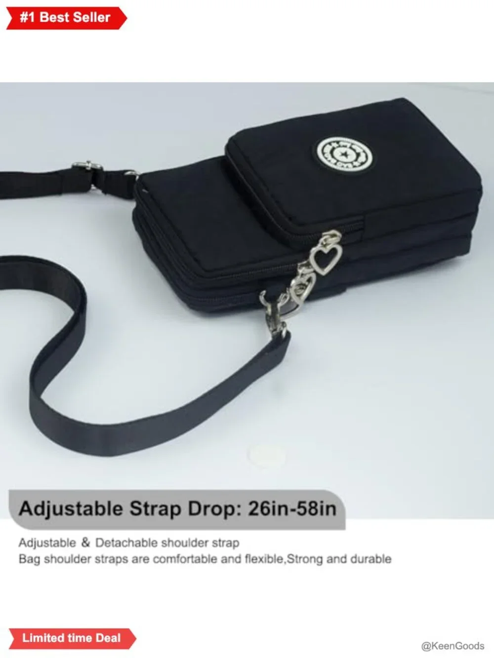 Mini Crossbody Phone Purse Nylon Water-Resistant Adjustable Strap